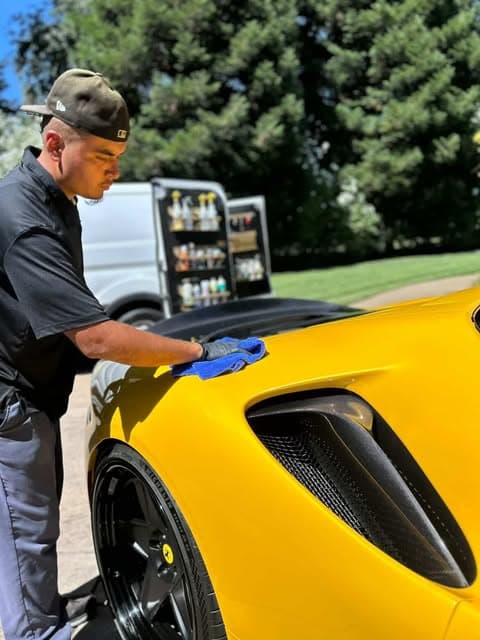 Glossy, ceramic-coated paint after a Gold Grade Mobile Detailing service